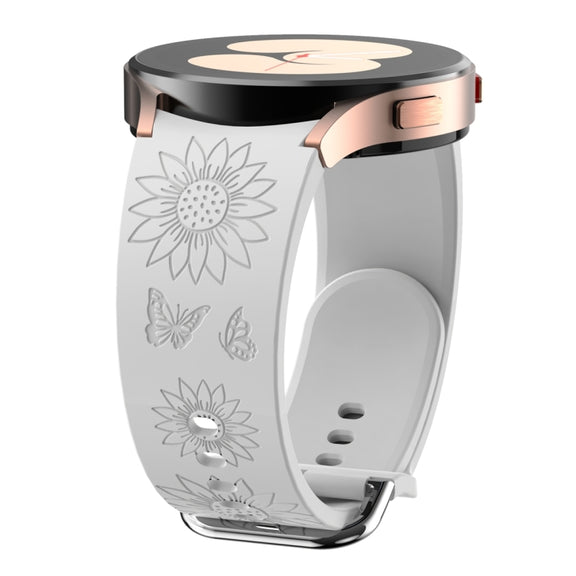 For Samsung Galaxy Watch 6 Sunflower Pattern Embossed Silicone Watch Band(Light Grey)