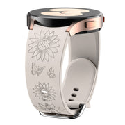 For Samsung Galaxy Watch 6 Sunflower Pattern Embossed Silicone Watch Band(Starlight Color)