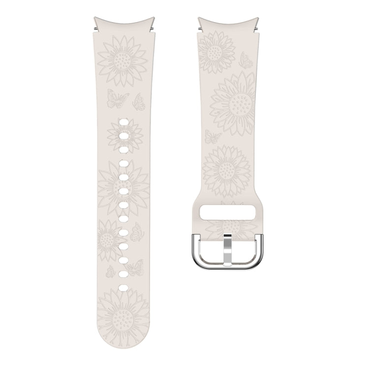For Samsung Galaxy Watch 6 Sunflower Pattern Embossed Silicone Watch Band(Starlight Color)