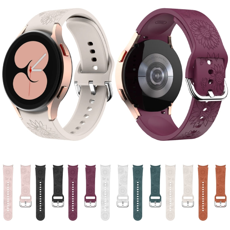 For Samsung Galaxy Watch 6 Sunflower Pattern Embossed Silicone Watch Band(Pink)