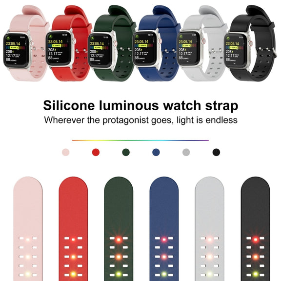 22mm Luminous Colorful Light Silicone Watch Band(Green)