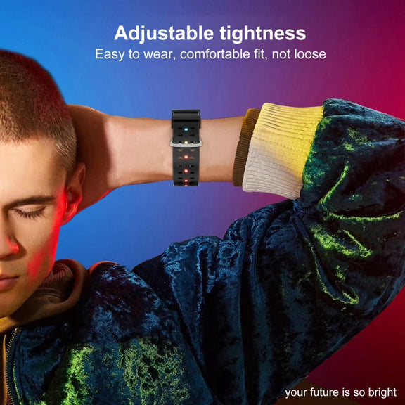 22mm Luminous Colorful Light Silicone Watch Band(Green)