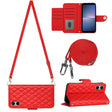 For Sony Xperia 5 V Rhombic Texture Flip Leather Phone Case with Long Lanyard(Red) - Sony Cases by PMC TechLife | Online Shopping South Africa | PMC TechLife | Buy Now Pay Later Mobicred