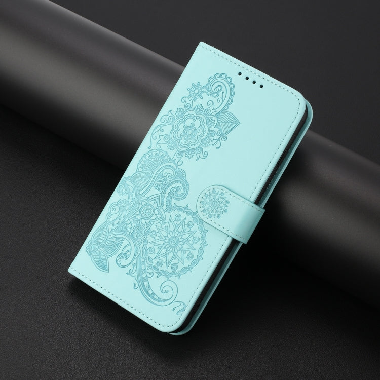 For Tecno Spark Go 2024 Datura Flower Embossed Flip Leather Phone Case(Light Blue)
