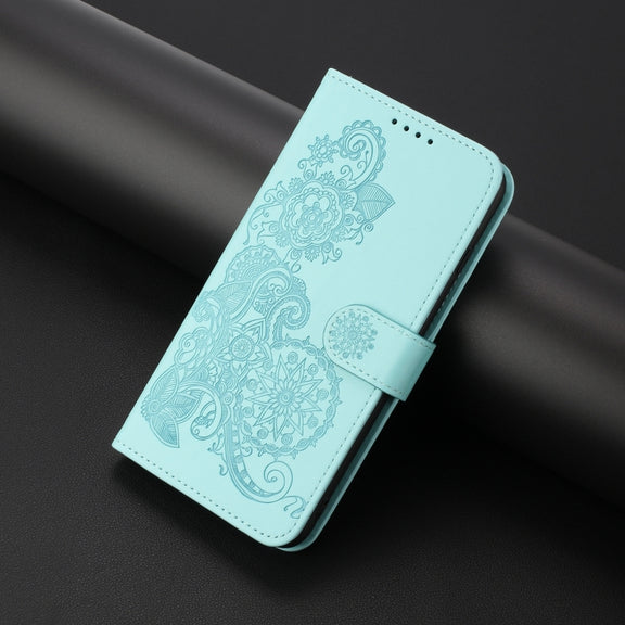 For Tecno Spark Go 2024 Datura Flower Embossed Flip Leather Phone Case(Light Blue)