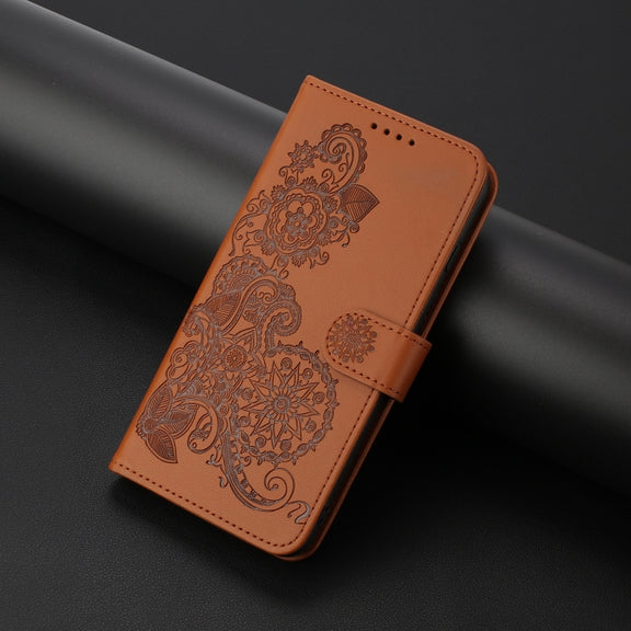 For Tecno Spark Go 2024 Datura Flower Embossed Flip Leather Phone Case(Brown)