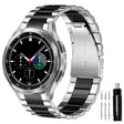 For Samsung Galaxy Watch 6 / 5 / 4 Three Bead Stainless Steel Metal Watch Band(Silver Black) - Watch Bands by PMC TechLife | Online Shopping South Africa | PMC TechLife