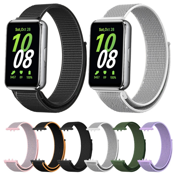 For Samsung Galaxy Fit 3 Woven Nylon Loop Watch Band(Grey White)