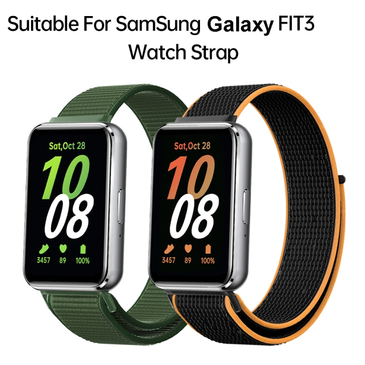 For Samsung Galaxy Fit 3 Woven Nylon Loop Watch Band(Army Green)