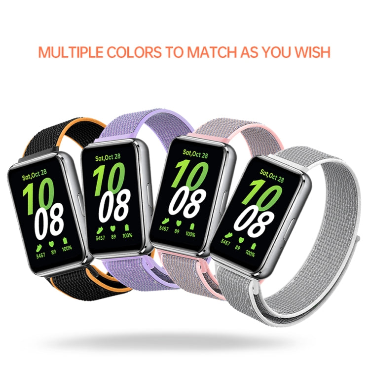 For Samsung Galaxy Fit 3 Woven Nylon Loop Watch Band(Grey White)
