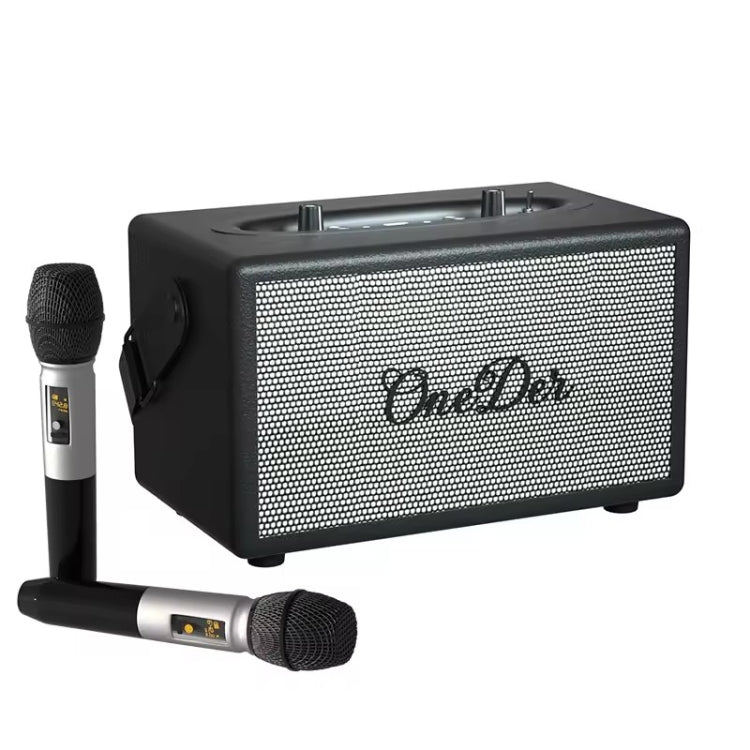 Oneder D7 Bluetooth Speaker Outdoor Karaoke Wireless Speakers With Two Mic(Black)