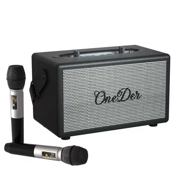 Oneder D7 Bluetooth Speaker Outdoor Karaoke Wireless Speakers With Two Mic(Black)
