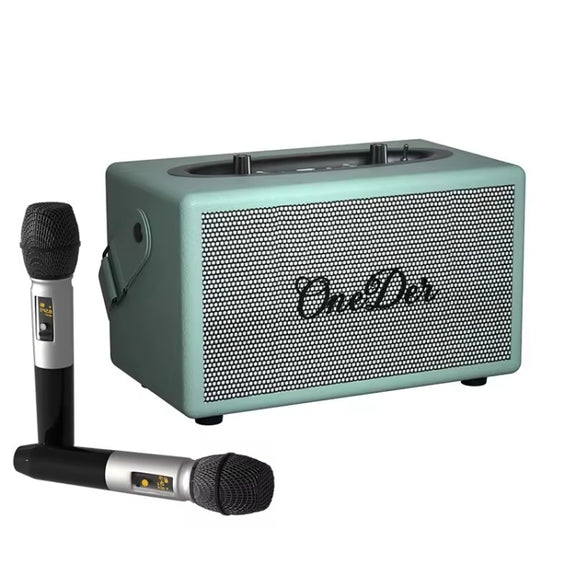 Oneder D7 Bluetooth Speaker Outdoor Karaoke Wireless Speakers With Two Mic(Cyan)