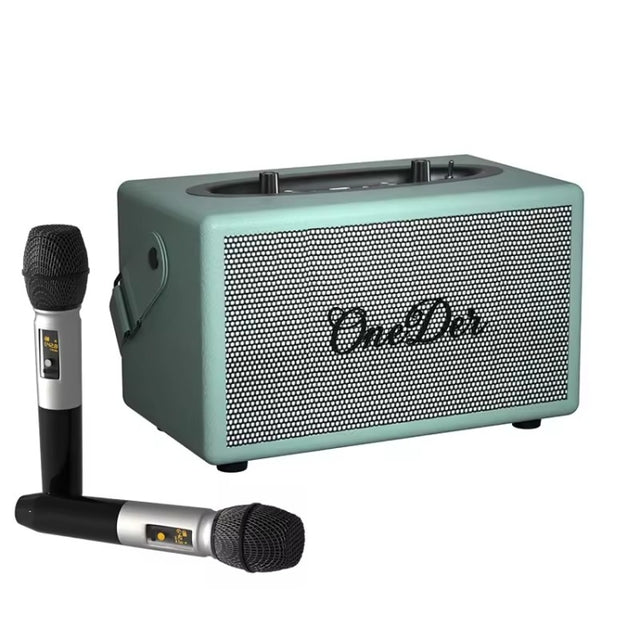 Oneder D7 Bluetooth Speaker Outdoor Karaoke Wireless Speakers With Two Mic(Cyan)