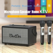 Oneder D7 Bluetooth Speaker Outdoor Karaoke Wireless Speakers With Two Mic(Black)
