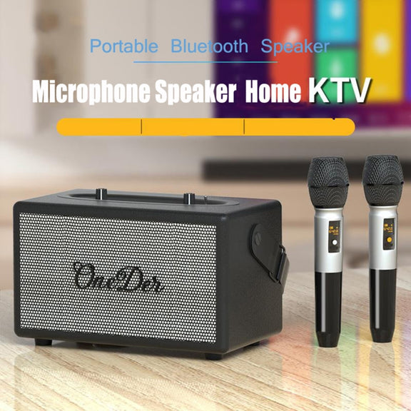 Oneder D7 Bluetooth Speaker Outdoor Karaoke Wireless Speakers With Two Mic(Black)