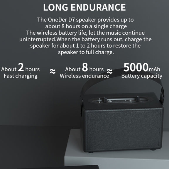 Oneder D7 Bluetooth Speaker Outdoor Karaoke Wireless Speakers With Two Mic(Black)