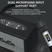 Oneder D7 Bluetooth Speaker Outdoor Karaoke Wireless Speakers With Two Mic(Black)