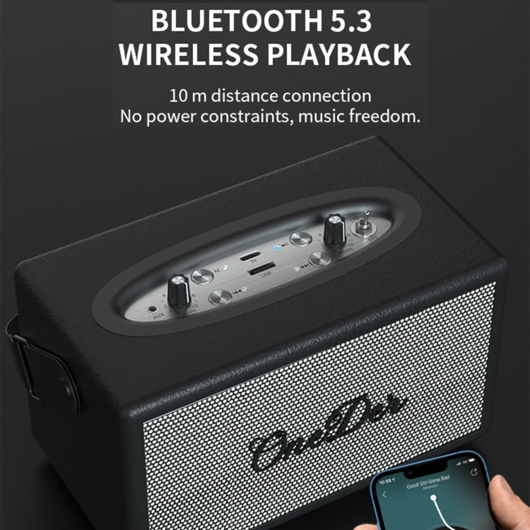Oneder D7 Bluetooth Speaker Outdoor Karaoke Wireless Speakers With Two Mic(Black)