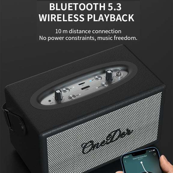 Oneder D7 Bluetooth Speaker Outdoor Karaoke Wireless Speakers With Two Mic(Black)