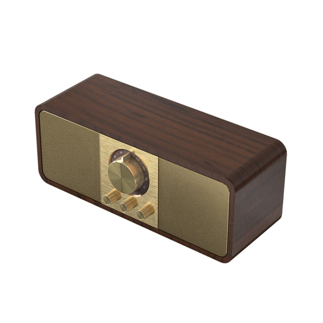 OneDer JY82 Wooden Retro Styling Wireless Speaker HIFI Classic FM Radio Support TF / U-Disk / AUX(Walnut Wood)