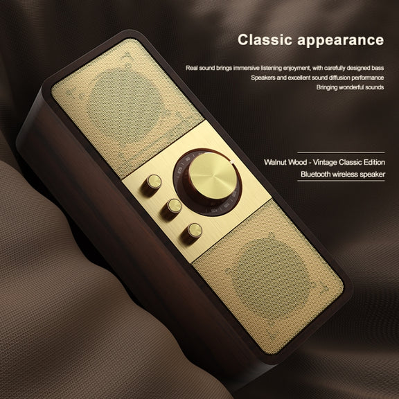 OneDer JY82 Wooden Retro Styling Wireless Speaker HIFI Classic FM Radio Support TF / U-Disk / AUX(Leather Green)