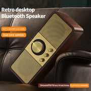 OneDer JY82 Wooden Retro Styling Wireless Speaker HIFI Classic FM Radio Support TF / U-Disk / AUX(Leather Green)