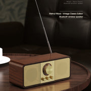 OneDer JY82 Wooden Retro Styling Wireless Speaker HIFI Classic FM Radio Support TF / U-Disk / AUX(Leather Green)