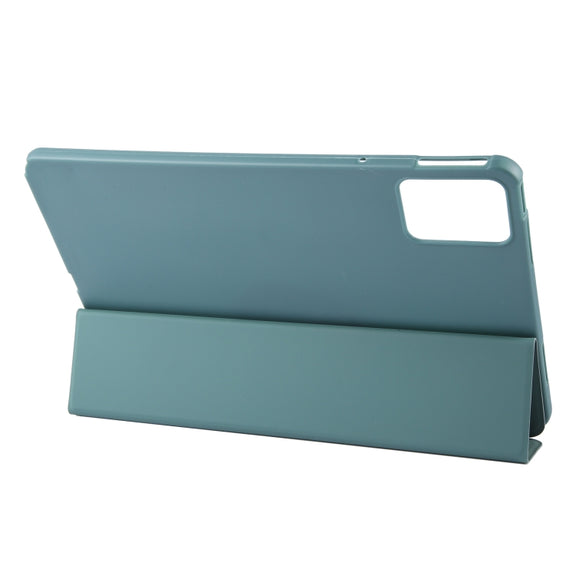 For Lenovo Tab M11/ Xiaoxin Pad 11 2024 Tri-fold Silicone Leather Tablet Case(Dark Green)
