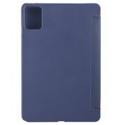 For Lenovo Tab M11/ Xiaoxin Pad 11 2024 Tri-fold Silicone Leather Tablet Case(Dark Blue)
