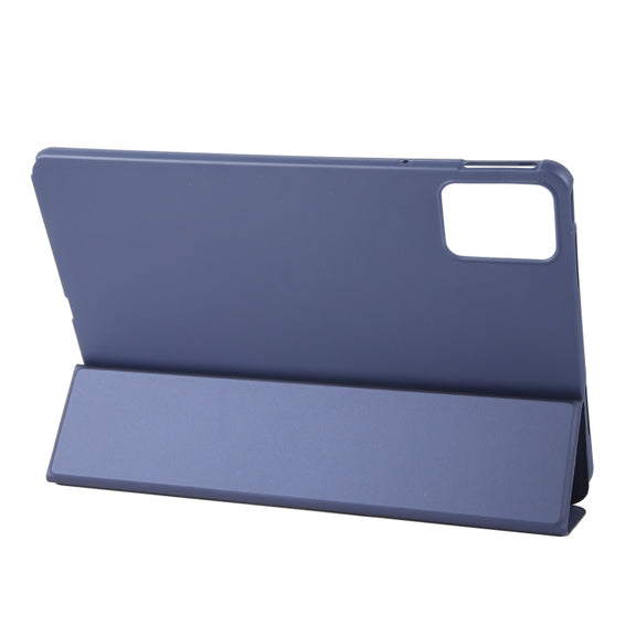 For Lenovo Tab M11/ Xiaoxin Pad 11 2024 Tri-fold Silicone Leather Tablet Case(Dark Blue)