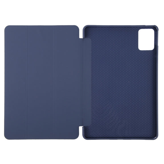 For Lenovo Tab M11/ Xiaoxin Pad 11 2024 Tri-fold Silicone Leather Tablet Case(Dark Blue)