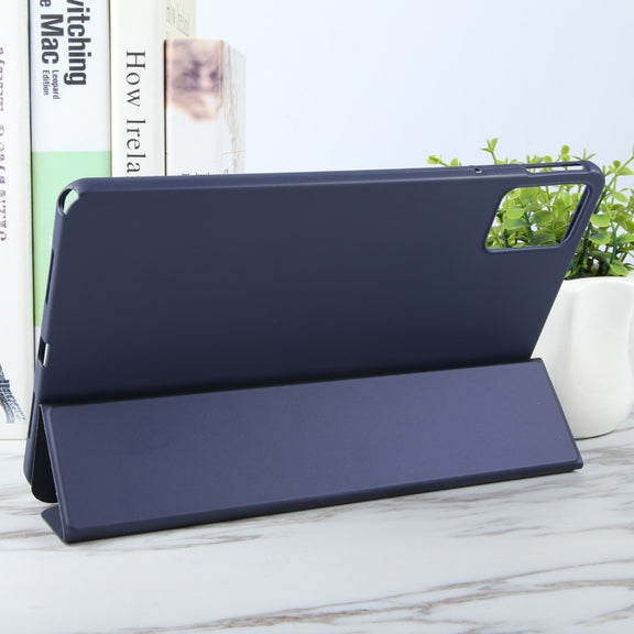 For Lenovo Tab M11/ Xiaoxin Pad 11 2024 Tri-fold Silicone Leather Tablet Case(Dark Blue)