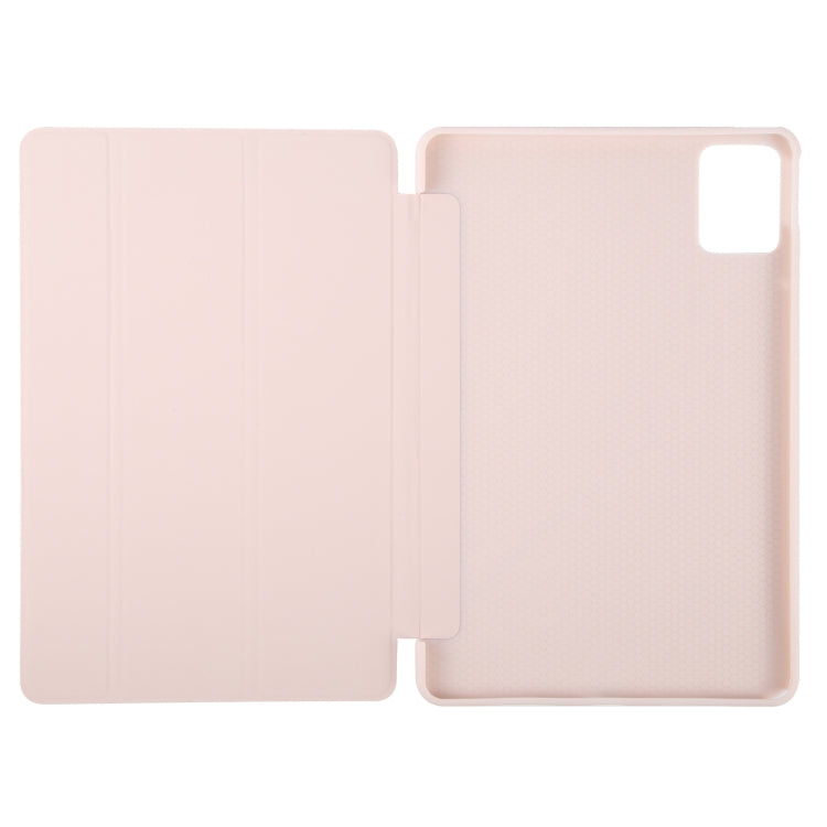 For Lenovo Tab M11/ Xiaoxin Pad 11 2024 Tri-fold Silicone Leather Tablet Case(Pink)
