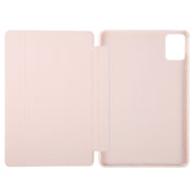 For Lenovo Tab M11/ Xiaoxin Pad 11 2024 Tri-fold Silicone Leather Tablet Case(Pink)