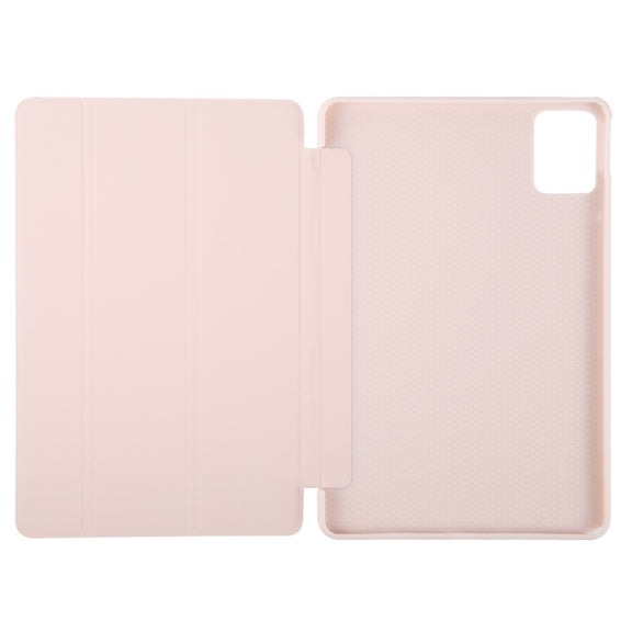 For Lenovo Tab M11/ Xiaoxin Pad 11 2024 Tri-fold Silicone Leather Tablet Case(Pink)