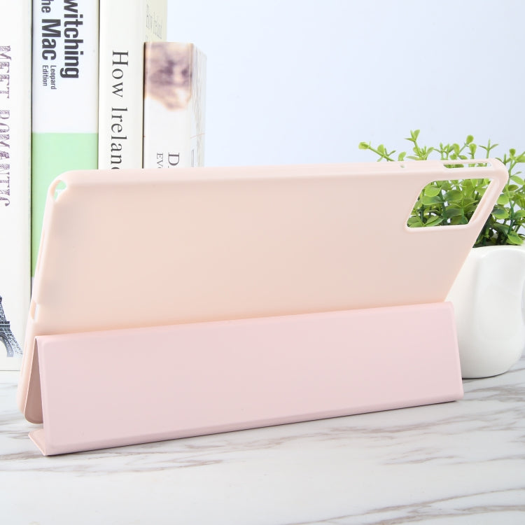 For Lenovo Tab M11/ Xiaoxin Pad 11 2024 Tri-fold Silicone Leather Tablet Case(Pink)