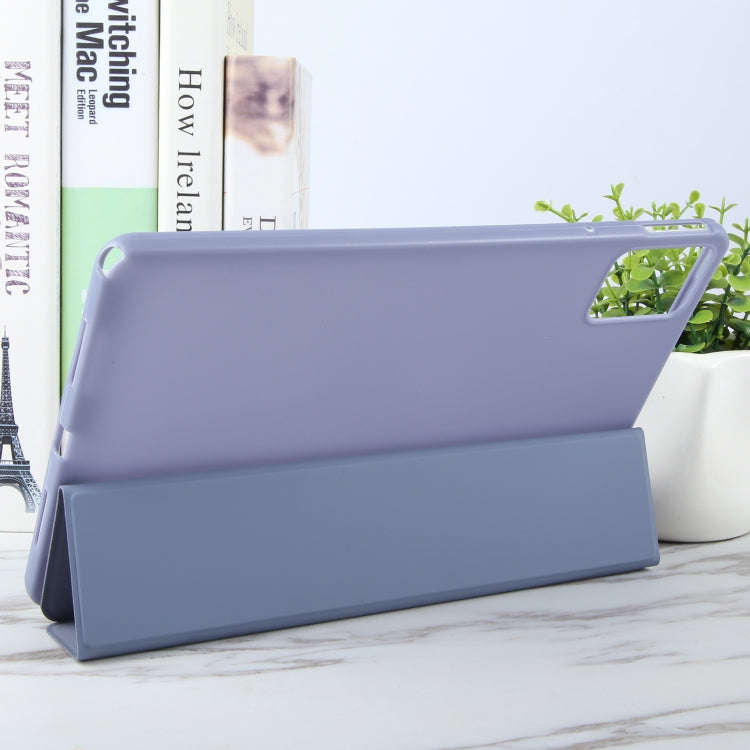For Lenovo Tab M11/ Xiaoxin Pad 11 2024 Tri-fold Silicone Leather Tablet Case(Lavender Purple)