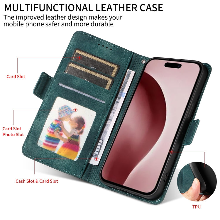 For iPhone 16 Pro Max Embossed Rhombus Starry Leather Phone Case(Green)