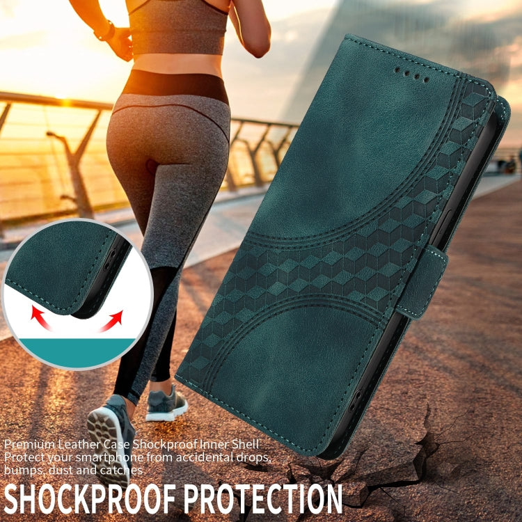 For iPhone 16 Pro Max Embossed Rhombus Starry Leather Phone Case(Green)