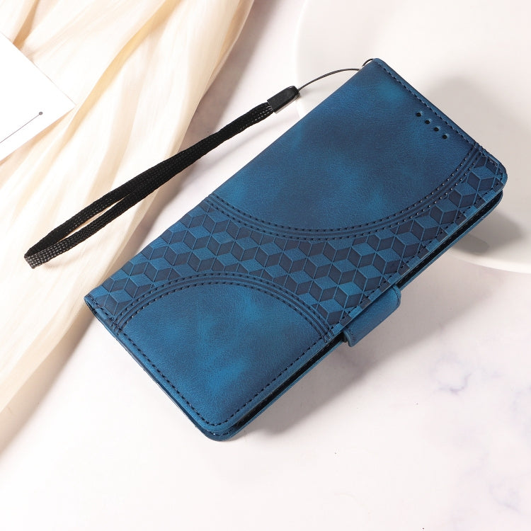 For iPhone 16 Pro Embossed Rhombus Starry Leather Phone Case(Blue)