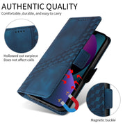 For iPhone 16 Pro Embossed Rhombus Starry Leather Phone Case(Blue)
