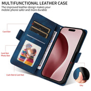 For iPhone 16 Pro Embossed Rhombus Starry Leather Phone Case(Blue)