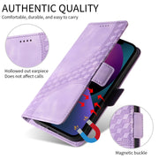 For iPhone 16 Embossed Rhombus Starry Leather Phone Case(Purple)