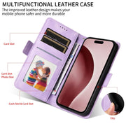 For iPhone 16 Embossed Rhombus Starry Leather Phone Case(Purple)