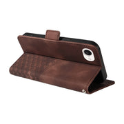 For iPhone SE 2024 Embossed Rhombus Starry Leather Phone Case(Brown)