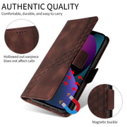 For iPhone SE 2024 Embossed Rhombus Starry Leather Phone Case(Brown)