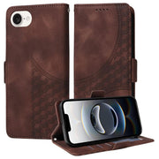 For iPhone SE 2024 Embossed Rhombus Starry Leather Phone Case(Brown)