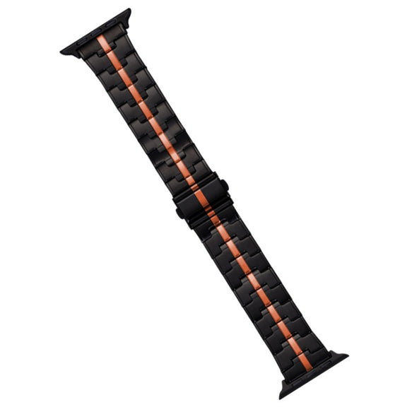 For Apple Watch Series 9 45mm Stainless Steel Watch Band(Black Orange)
