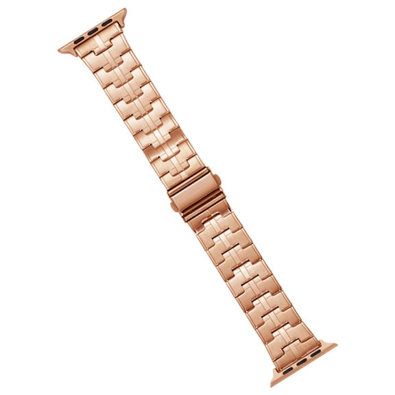 For Apple Watch SE 40mm Stainless Steel Watch Band(Rose Gold)